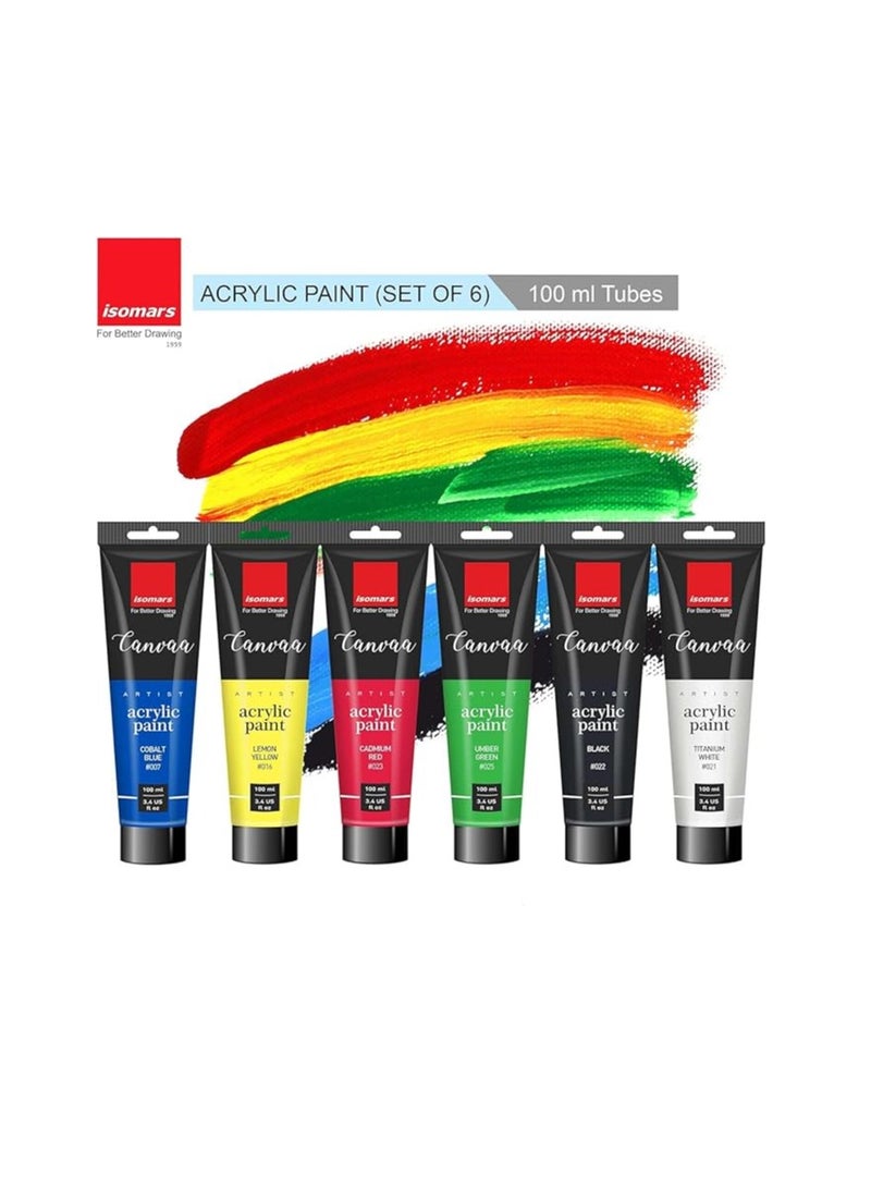 Isomers Canvaa Acrylic Paint 100ml - Set of 12 Vibrant Pigmented & Fadeproof Colors - ARTIST SERIES - For Canvas Painting, Scrap Book, Paper Board, Wood & Terracotta etc - Image 4