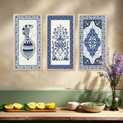 walllane Traditional Indian Art Pichwai Wall Hanging Paintings | Painting for wall Decoration | Traditional Indian Art Pichwai Wall Décor Paintings Set of 3 (10x19 inch, J) - Image 5