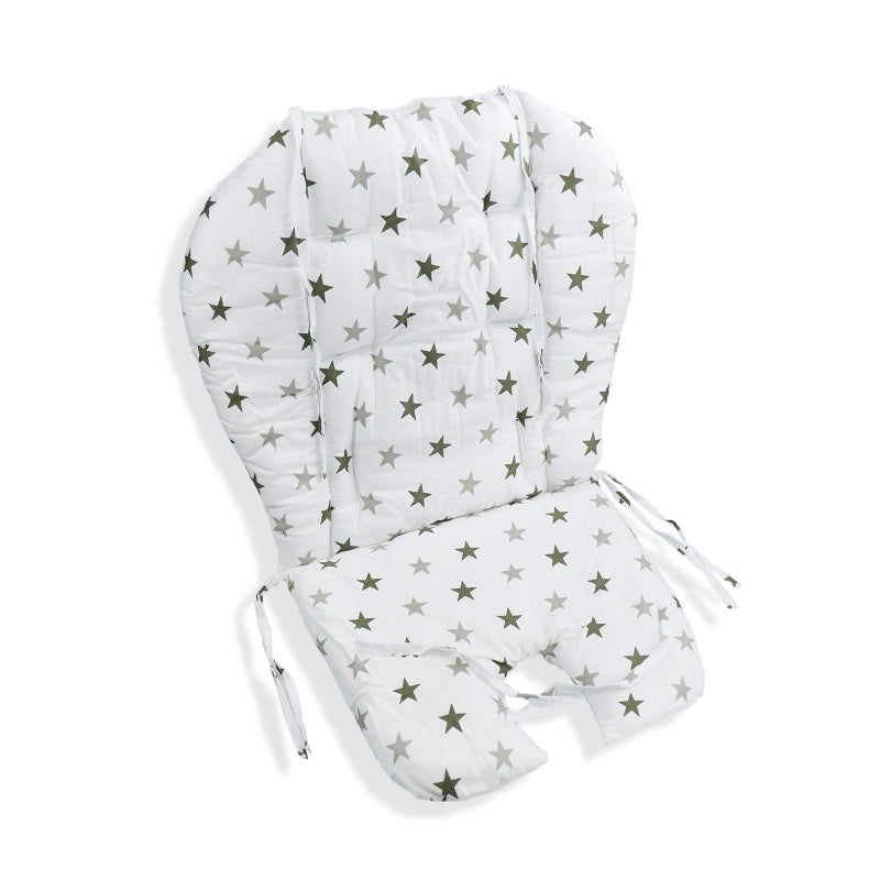 Kocpudu High Chair Padhighchairseat CushionBreathable PadSoft and ComfortableLight and Breathable Cute PatternsSuitable for Most High ChairsBaby Dining ChairsArmy Green Star Pattern