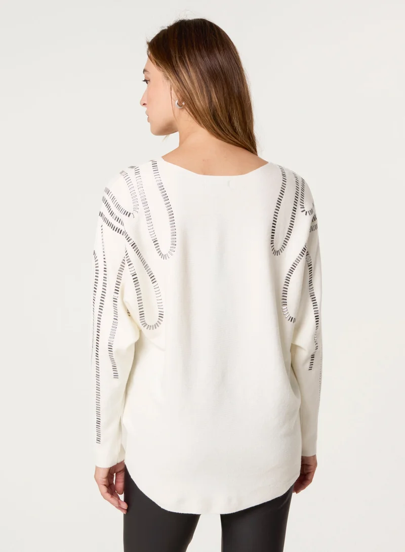 Blue Vanilla Embellished Shoulder Jumper