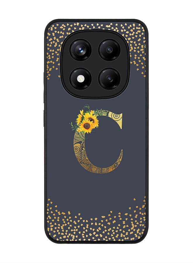 Stylizedd For Xiaomi Redmi Note 14 Pro 4G 4G Case,Slim fit Camera Protection, Shockproof Thin Phone cover  - Custom Floral Monogram - C  (Grey ) - Image 1