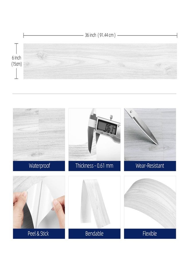 FunStick 6"x36" Peel and Stick Flooring Planks White Wood Vinyl Flooring Peel and Stick Floor Tile White Grey Wood Vinyl Plank Flooring Waterproof Sticky Tiles for Floor Bedroom Bathroom Kitchen 5 Pcs - Image 5