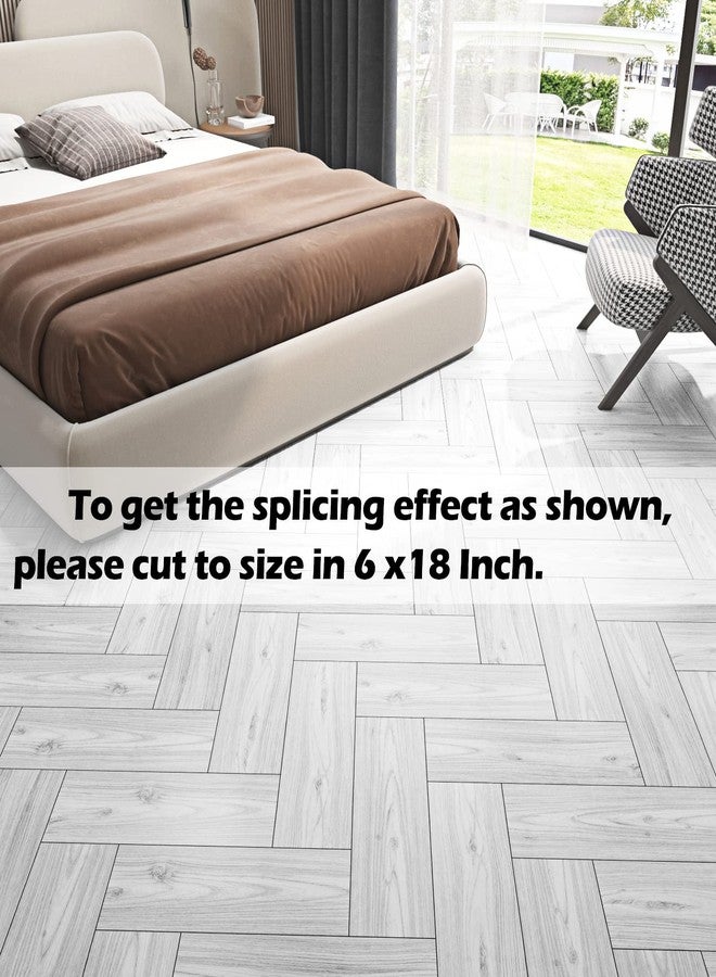 FunStick 6"x36" Peel and Stick Flooring Planks White Wood Vinyl Flooring Peel and Stick Floor Tile White Grey Wood Vinyl Plank Flooring Waterproof Sticky Tiles for Floor Bedroom Bathroom Kitchen 5 Pcs - Image 4