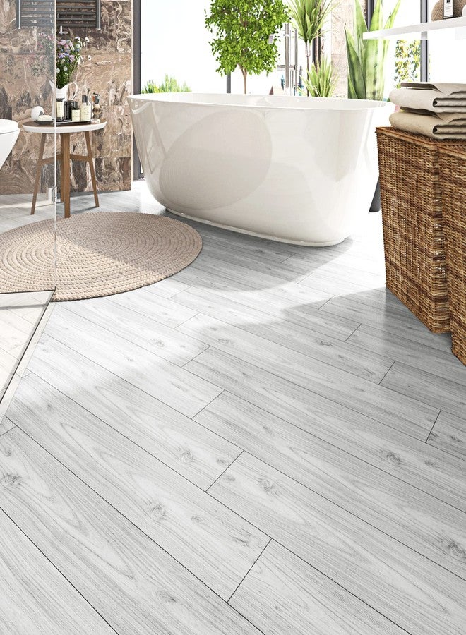 FunStick 6"x36" Peel and Stick Flooring Planks White Wood Vinyl Flooring Peel and Stick Floor Tile White Grey Wood Vinyl Plank Flooring Waterproof Sticky Tiles for Floor Bedroom Bathroom Kitchen 5 Pcs - Image 2