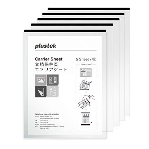 Plustek A4 / Letter Size Document Carrier Sheets (Pack of 5) - Protects Fragile Paper and A3 Size Document by Folding Support Epson, Brother, Fujitsu and Canon Document Scanner - Image 1