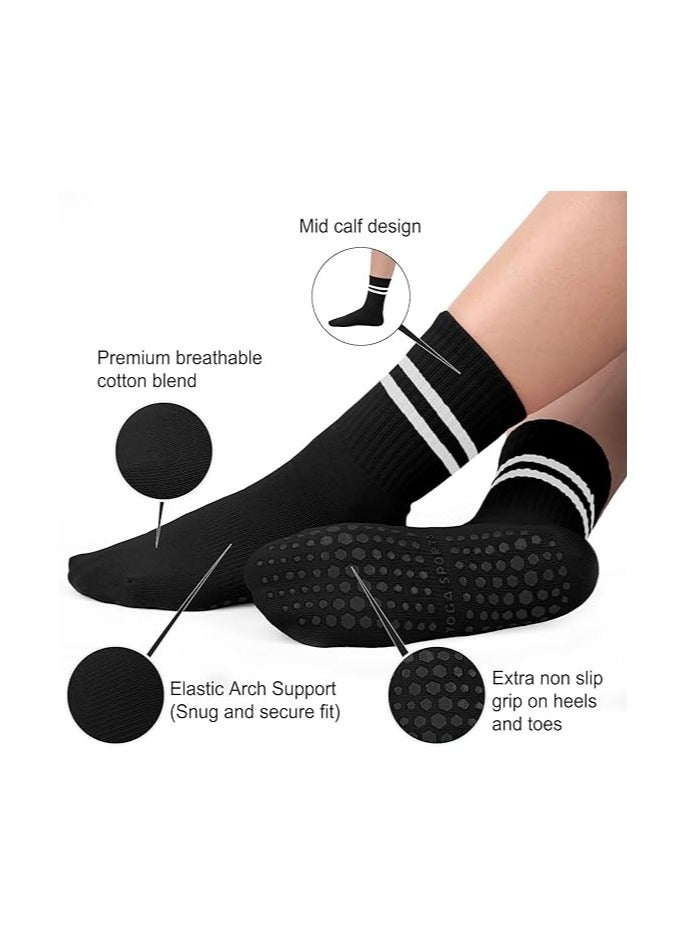 Halamine 3 Pairs Yoga Socks For Women，Non Slip Socks Pilates Socks For Yoga,Pilates， Ballet, Dance，white，black，pink - Image 2