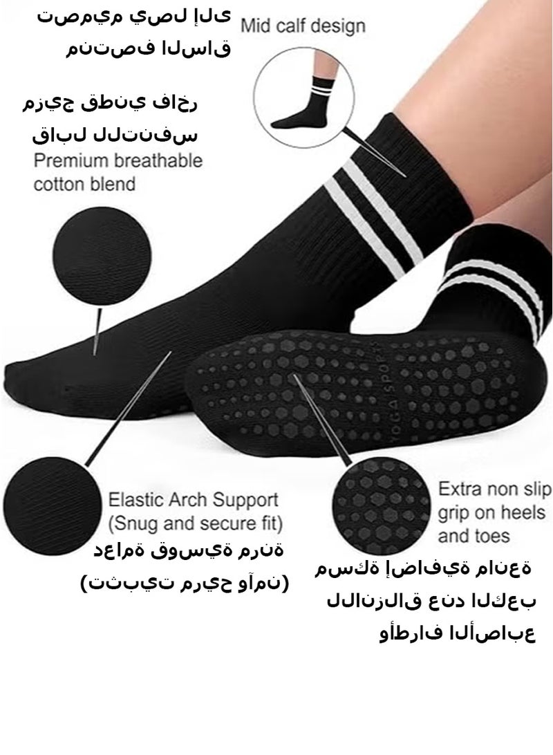 هالامين 3 أزواج من الجوارب اليوغا للسيدات ، جوارب بيلاتيس 2012 ، اليوغا بيلاتيس ، الباليه ،الرقص ، الأبيض والأسود والوردي - Image 2