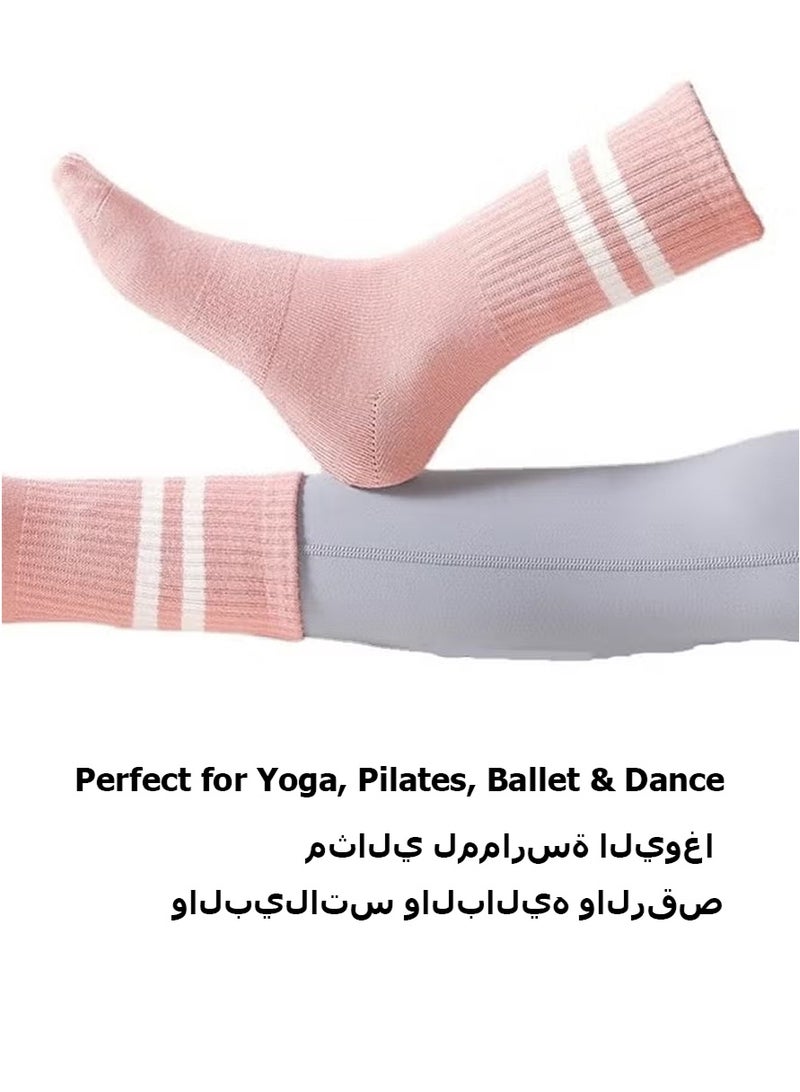 هالامين 3 أزواج من الجوارب اليوغا للسيدات ، جوارب بيلاتيس 2012 ، اليوغا بيلاتيس ، الباليه ،الرقص ، الأبيض والأسود والوردي - Image 3