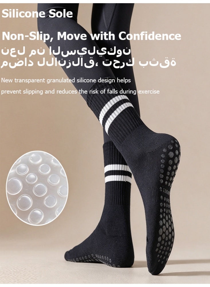 Halamine 3 Pairs Yoga Socks For Women，Non Slip Socks Pilates Socks For Yoga,Pilates， Ballet, Dance，white，black，pink - Image 5