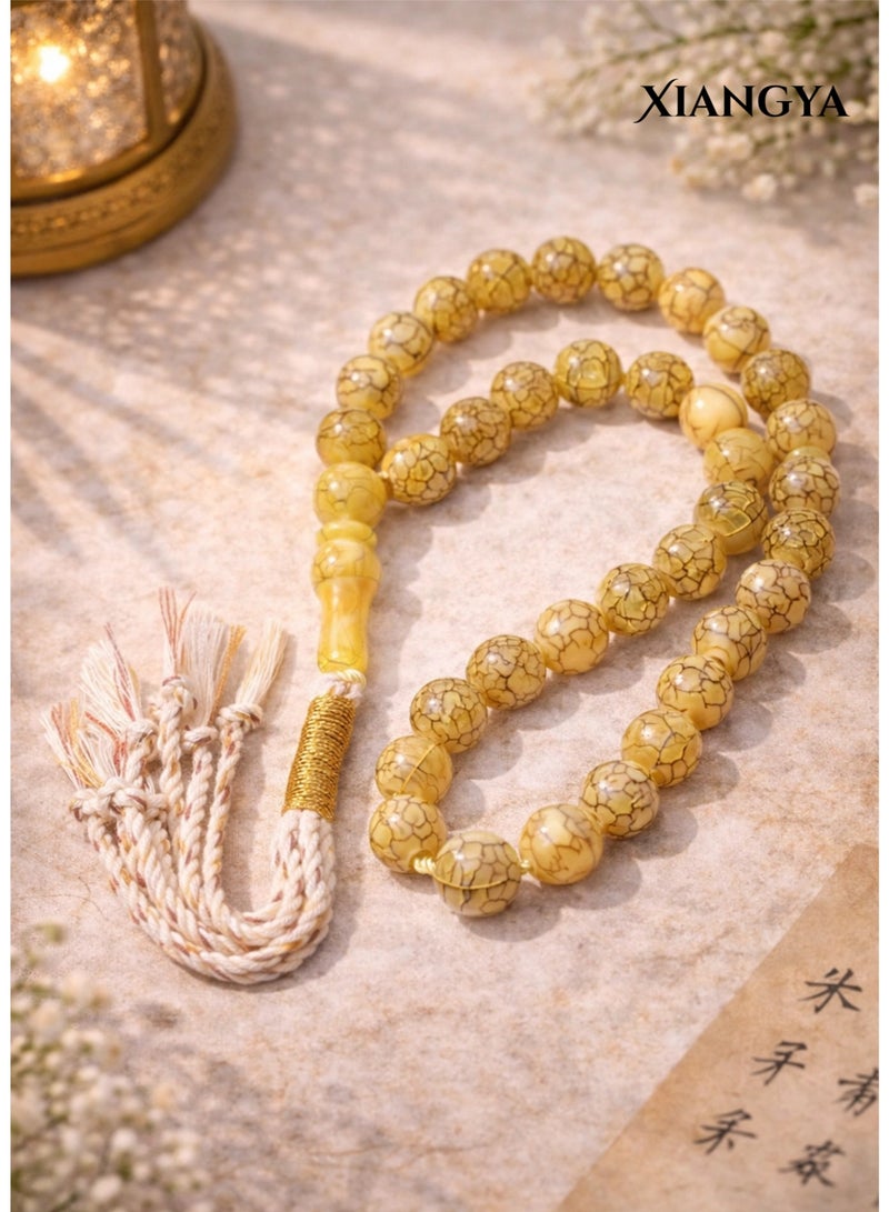 XIANGYA tasbeeh Islamic Prayer Beads Tasbih 33 Beads – Marble Pattern Beaded Rosary with Tassel for Dhikr, Daily Prayer & Religious Use - Image 2
