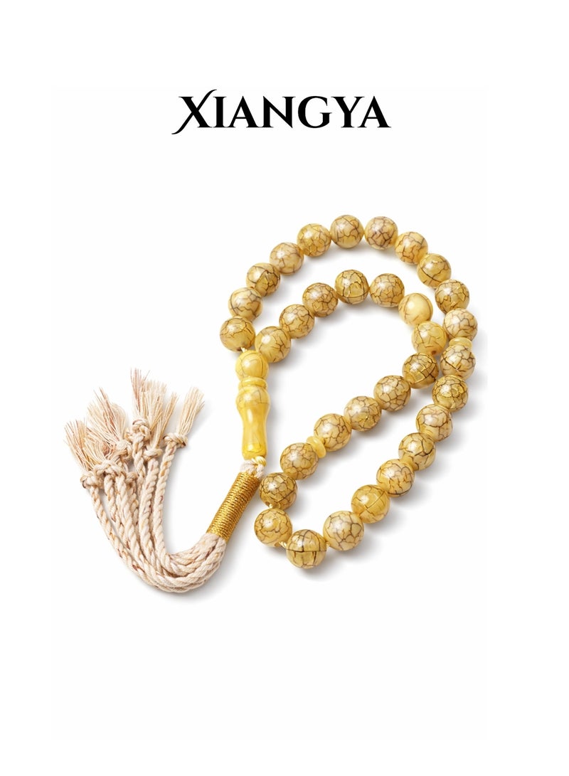 XIANGYA tasbeeh Islamic Prayer Beads Tasbih 33 Beads – Marble Pattern Beaded Rosary with Tassel for Dhikr, Daily Prayer & Religious Use - Image 1