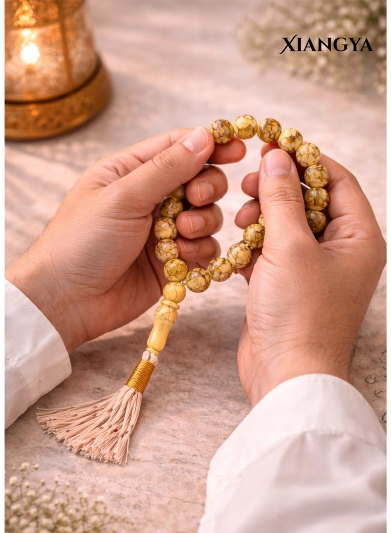 XIANGYA tasbeeh Islamic Prayer Beads Tasbih 33 Beads – Marble Pattern Beaded Rosary with Tassel for Dhikr, Daily Prayer & Religious Use - Image 3