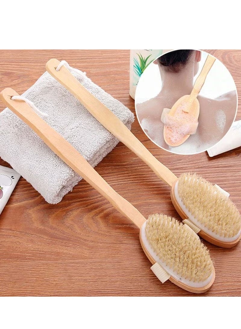 Shein Natural Bristle Bath Brush with Detachable Handle – Back Scrubber & Body Exfoliator - Image 2