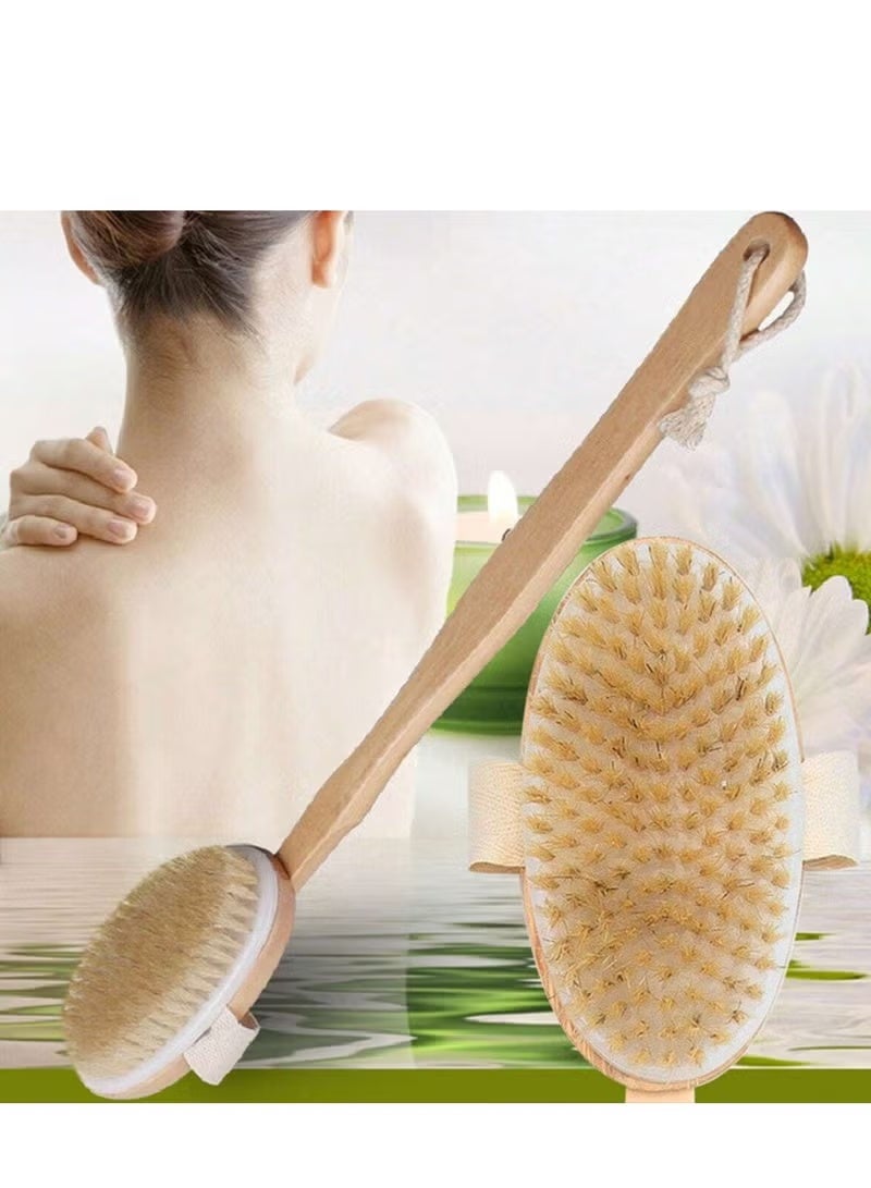 Shein Natural Bristle Bath Brush with Detachable Handle – Back Scrubber & Body Exfoliator - Image 5