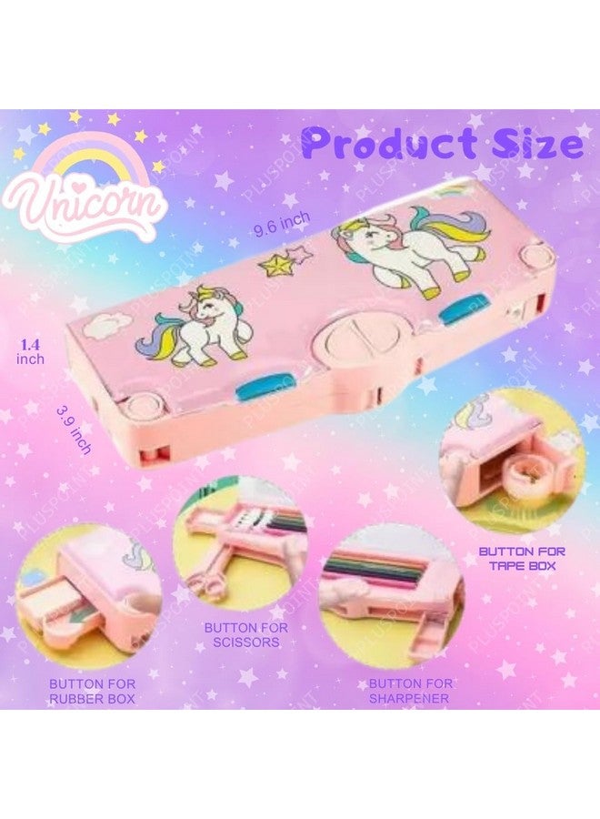 PLUSPOINT Unicorn Multifunctional Pencil Box for Kids, Unicorn Theme Pencil Case, Magnetic Pencil Box,Pop up Pencil Box with Buttons, Unicorn Theme Return Gifts for Kids,Boys & Girls - Image 4