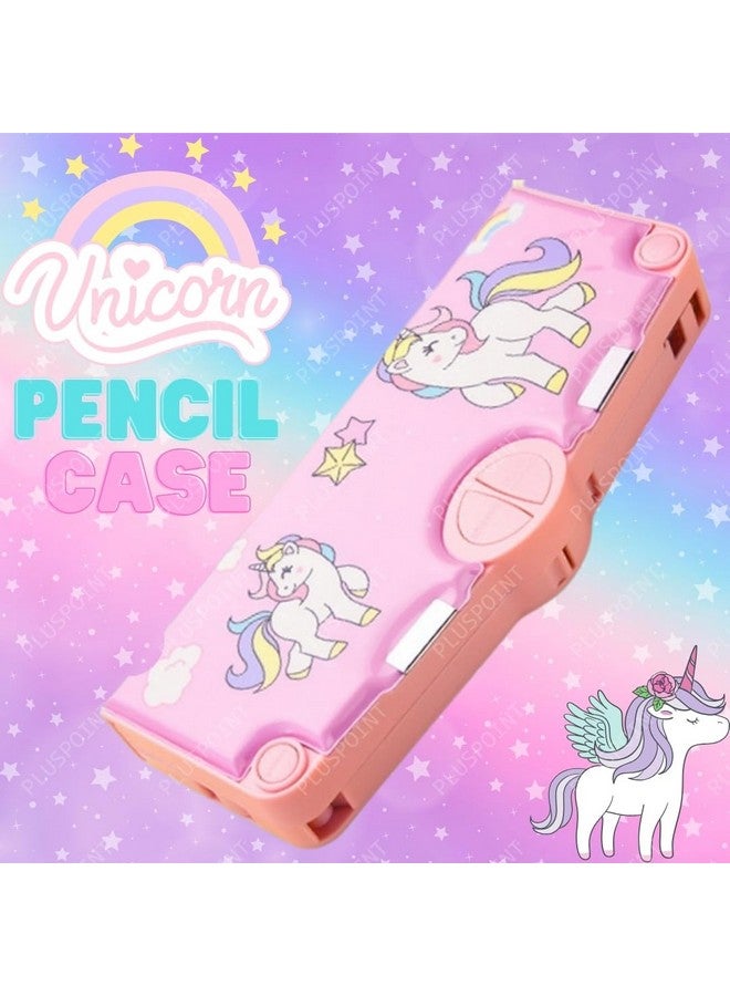 PLUSPOINT Unicorn Multifunctional Pencil Box for Kids, Unicorn Theme Pencil Case, Magnetic Pencil Box,Pop up Pencil Box with Buttons, Unicorn Theme Return Gifts for Kids,Boys & Girls - Image 2
