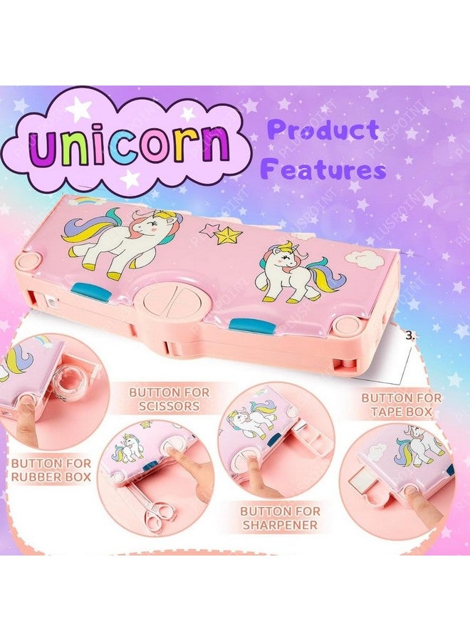 PLUSPOINT Unicorn Multifunctional Pencil Box for Kids, Unicorn Theme Pencil Case, Magnetic Pencil Box,Pop up Pencil Box with Buttons, Unicorn Theme Return Gifts for Kids,Boys & Girls - Image 3