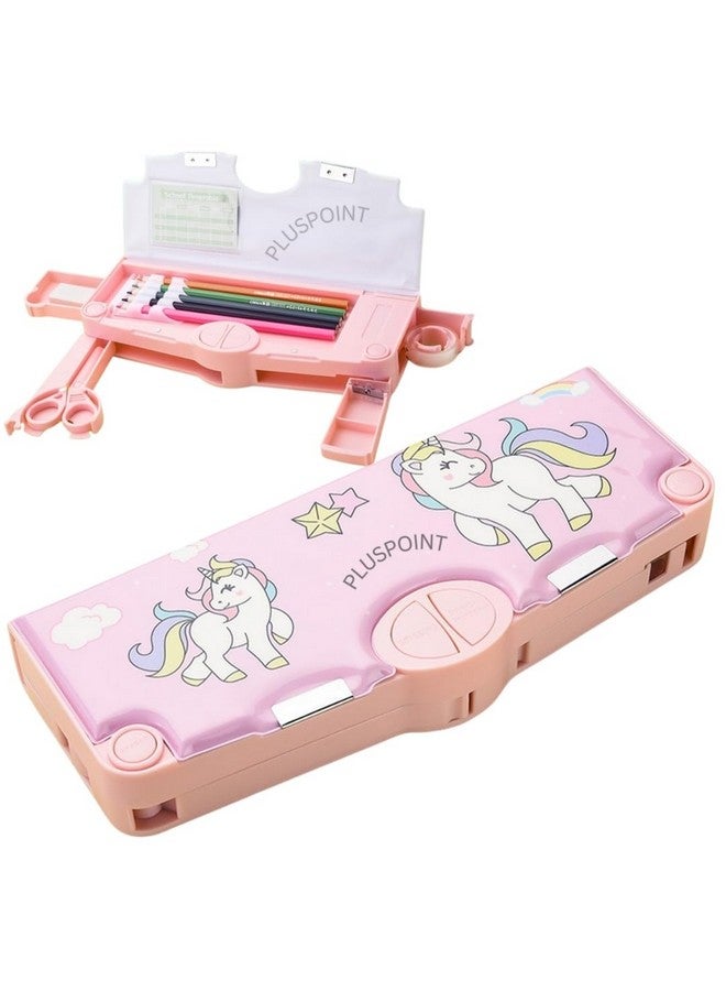 PLUSPOINT Unicorn Multifunctional Pencil Box for Kids, Unicorn Theme Pencil Case, Magnetic Pencil Box,Pop up Pencil Box with Buttons, Unicorn Theme Return Gifts for Kids,Boys & Girls - Image 1