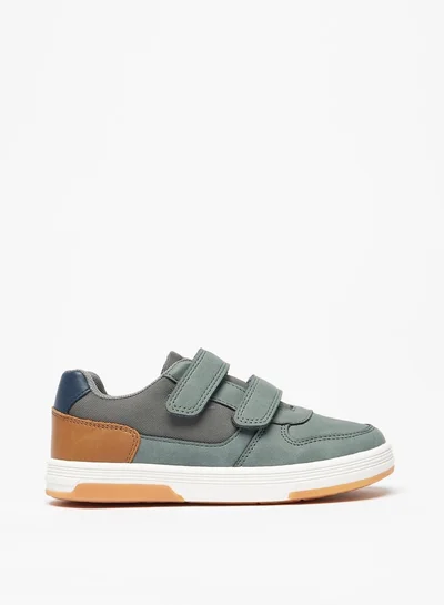 جونيورز Boys Textured Sneakers with Hook and Loop Closure