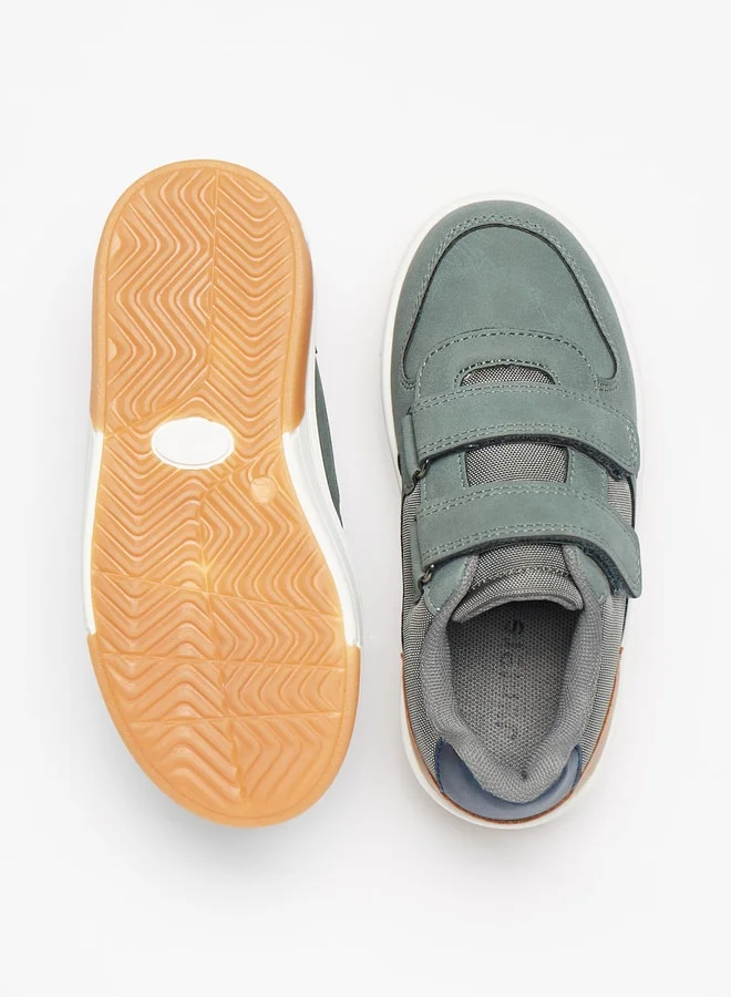 جونيورز Boys Textured Sneakers with Hook and Loop Closure