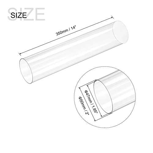 MECCANIXITY Plastic Pipe Rigid Polycarbonate Round Tube Clear 1.85"(47mm) ID 2"(50mm) OD 14" (350mm) High Impact for Lighting, Models, Water Plumbing - Image 2
