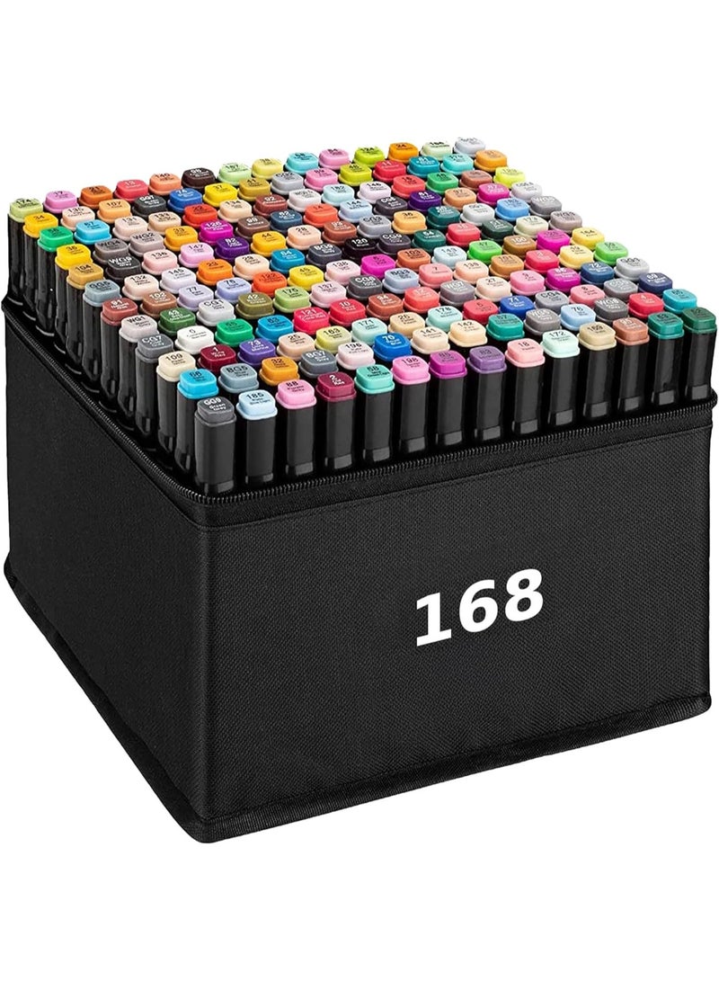 Touch Marker Art Set of 168 Colors – Professional Drawing & Coloring Pens - Image 1