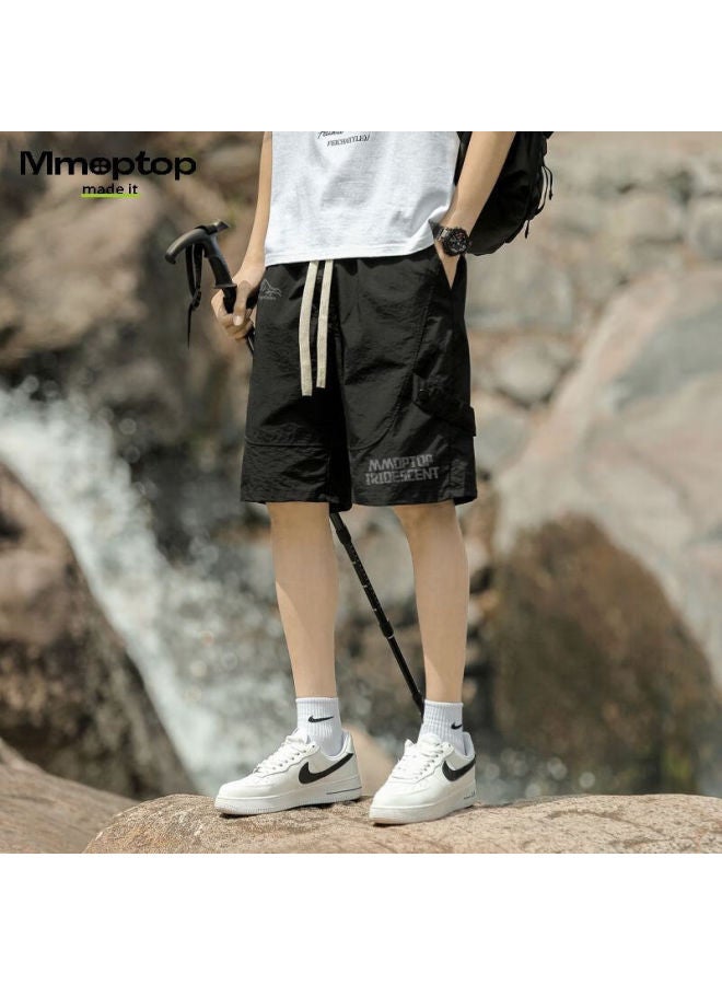 Mmoptop Men's Summer Comfortable Loose Streetwear Outdoor Sports Shorts Ch01 Black 2XL - Image 1