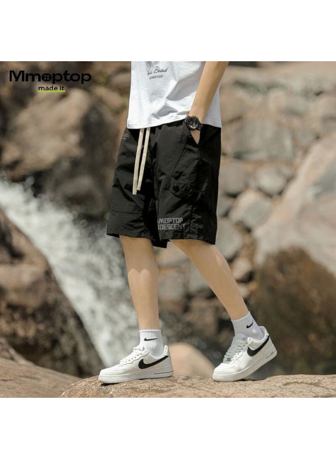 Mmoptop Men's Summer Comfortable Loose Streetwear Outdoor Sports Shorts Ch01 Black 2XL - Image 3