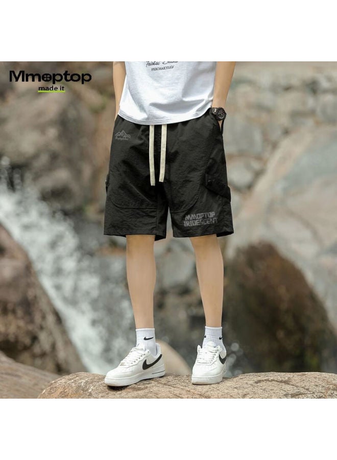 Mmoptop Men's Summer Comfortable Loose Streetwear Outdoor Sports Shorts Ch01 Black 2XL - Image 2