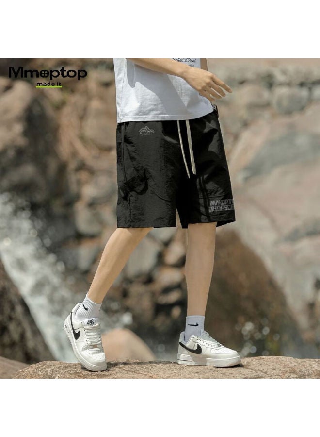 Mmoptop Men's Summer Comfortable Loose Streetwear Outdoor Sports Shorts Ch01 Black 2XL - Image 4