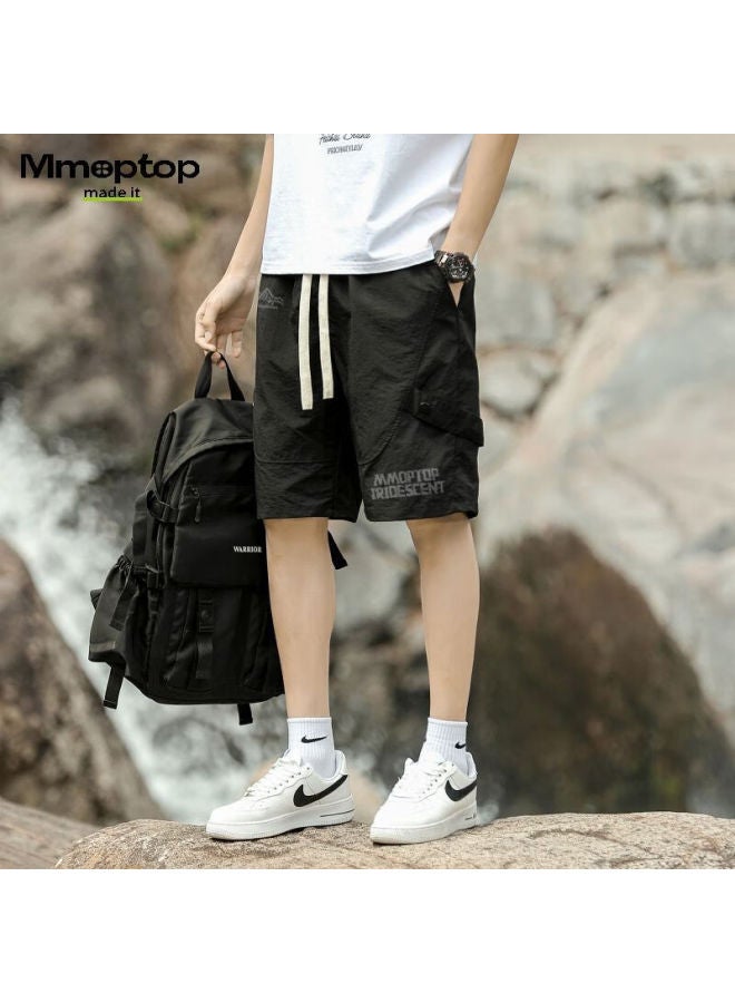 Mmoptop Men's Summer Comfortable Loose Streetwear Outdoor Sports Shorts Ch01 Black 2XL - Image 5
