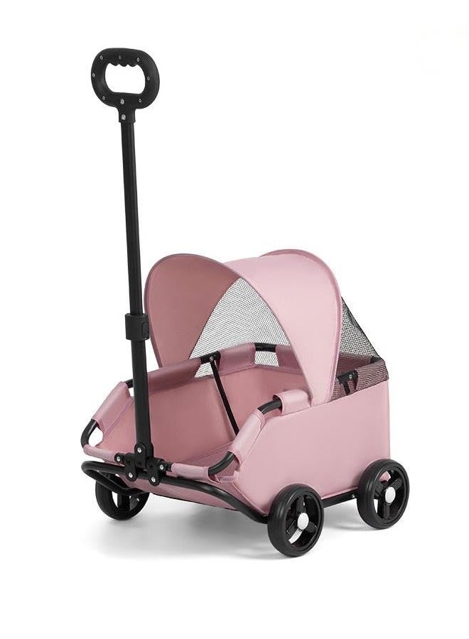 GUDOO Dog Stroller 4 Wheels Folding Dog Cart with Sunshine Cover Pet Stroller for Travelling Shopping Walking Playing for Small Dogs Cats - Image 1