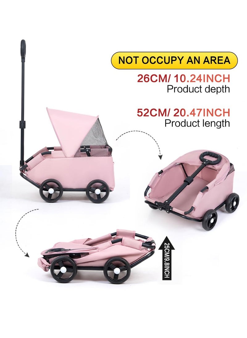 GUDOO Dog Stroller 4 Wheels Folding Dog Cart with Sunshine Cover Pet Stroller for Travelling Shopping Walking Playing for Small Dogs Cats - Image 2