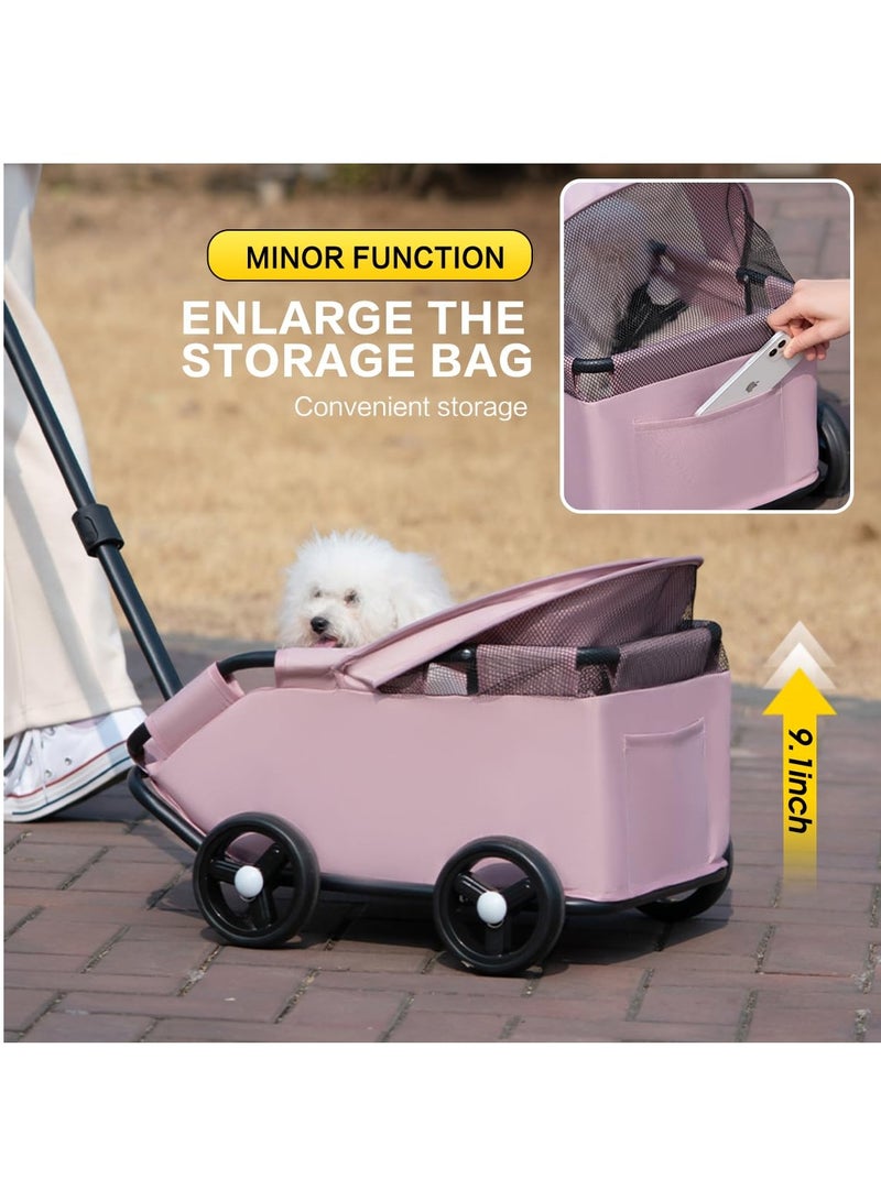 GUDOO Dog Stroller 4 Wheels Folding Dog Cart with Sunshine Cover Pet Stroller for Travelling Shopping Walking Playing for Small Dogs Cats - Image 3