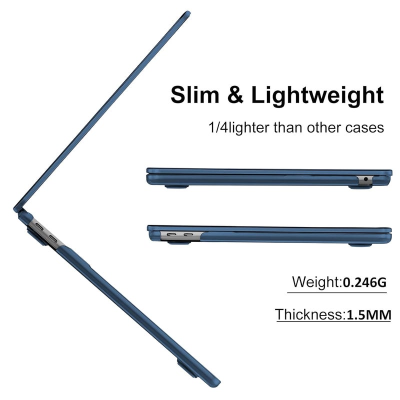 Eoocoo غطاء EooCoo متوافق مع ماك بوك إير 13.3 بوصة 2021 2020 2019 2018 إصدار، M1 A2337 A2179 A1932 مع شاشة ريتينا وTouch ID، غطاء بلاستيكي صلب لجهاز M1 Air 13، سطح ناعم، شفاف منتصف الليل - Image 4