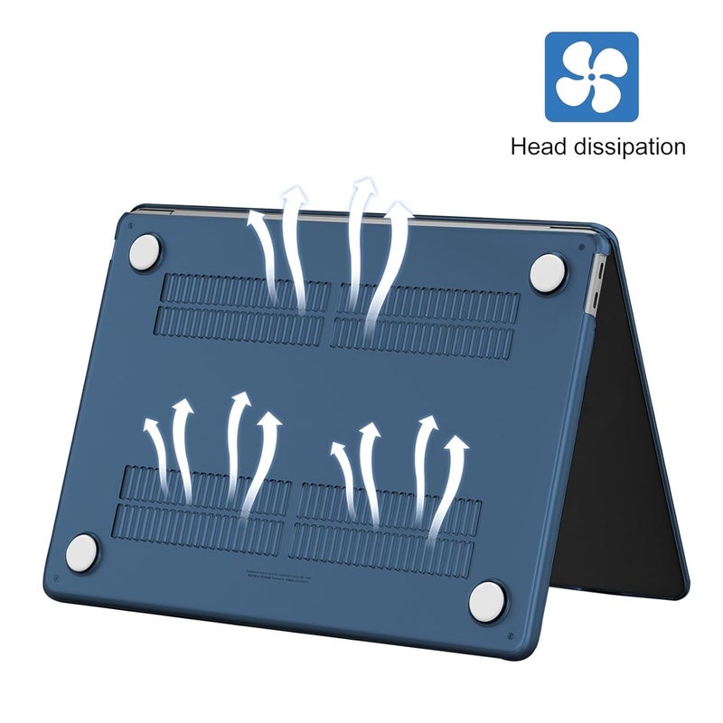 Eoocoo غطاء EooCoo متوافق مع ماك بوك إير 13.3 بوصة 2021 2020 2019 2018 إصدار، M1 A2337 A2179 A1932 مع شاشة ريتينا وTouch ID، غطاء بلاستيكي صلب لجهاز M1 Air 13، سطح ناعم، شفاف منتصف الليل - Image 5
