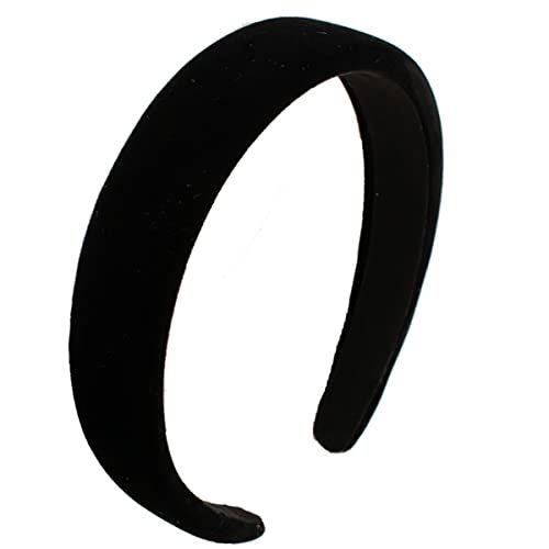 Lvyeer Black Velvet Padded Headbands for Women Fashion Non slip Comfortable Head Bands for Women Black one size