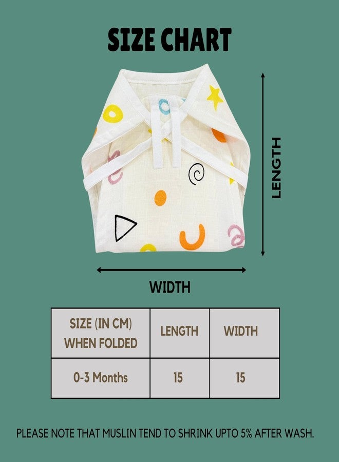 Teetar 100% Cotton Muslin Langots for Newborns (0-3 Months) | Pack of 5 Reusable Cloth Nappies with 5-Layer Absorbent Insert | Soft, Breathable, Washable Baby Diapers for Up to 7 kg (Multicolour) - Image 5