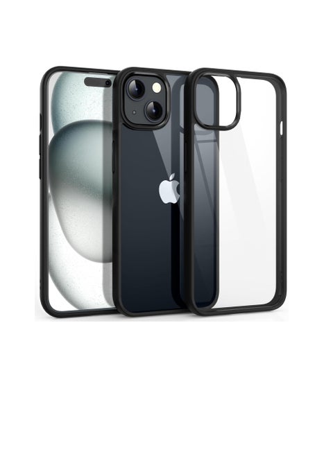 Case Compatible With iPhone 15 Crystal Clear Case [Not Yellowing] Shockproof Protective Case Transparent Protective Slim Cover Phone - Black