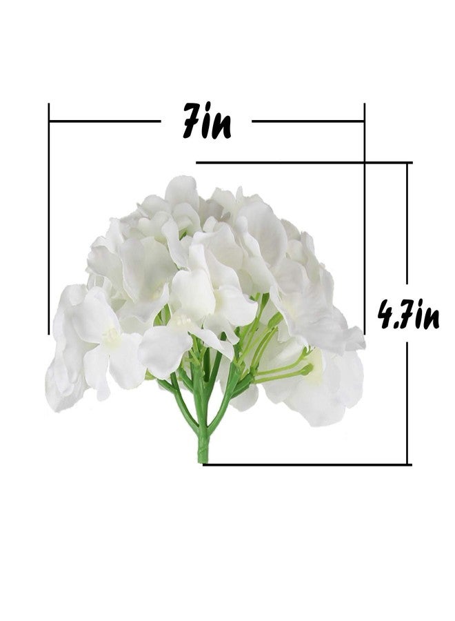 Flojery Silk Hydrangea Heads Artificial Flowers Heads with Stems for Home Wedding Decor,Pack of 10 (White) - Image 4