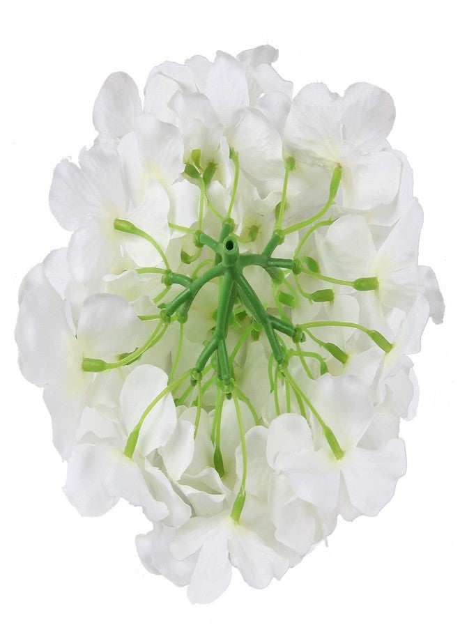 Flojery Silk Hydrangea Heads Artificial Flowers Heads with Stems for Home Wedding Decor,Pack of 10 (White) - Image 2