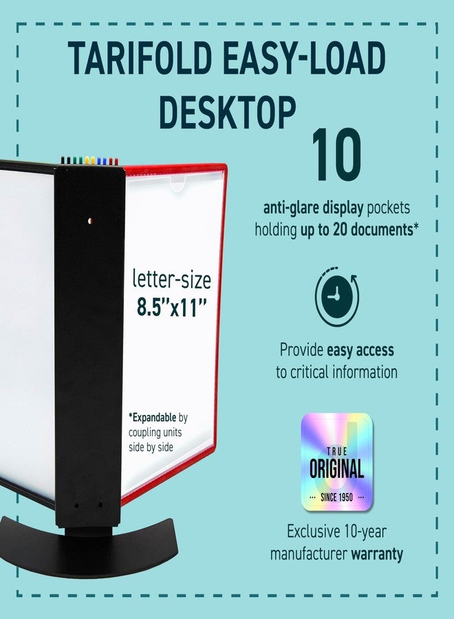 Tarifold DJOIS® by Tarifold Desktop Reference & Display System, Durable Metal Base & Polypropylene, Letter-Size,10 Double-Sided Pockets, 20 Sheet Capacity, Easy-Load, Made in Denmark, Assorted (EZD791) - Image 4