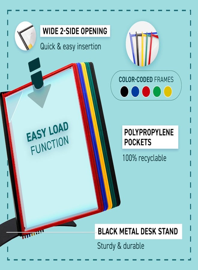 Tarifold DJOIS® by Tarifold Desktop Reference & Display System, Durable Metal Base & Polypropylene, Letter-Size,10 Double-Sided Pockets, 20 Sheet Capacity, Easy-Load, Made in Denmark, Assorted (EZD791) - Image 5