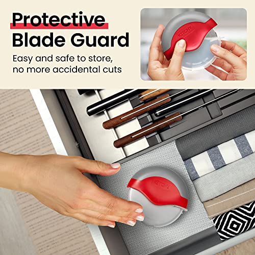 Kitchy Pizza Cutter Wheel with Protective Blade Cover, Ergonomic Pizza Slicer (Red) - Image 4