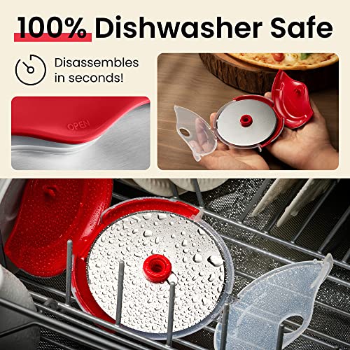 Kitchy Pizza Cutter Wheel with Protective Blade Cover, Ergonomic Pizza Slicer (Red) - Image 5
