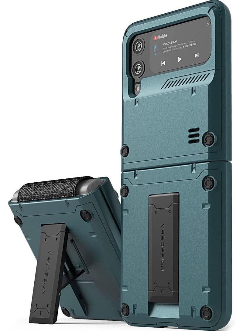 VRS Design Quickstand Active for Samsung Galaxy Z Flip 3 5G Case Cover (2021) with Kickstand - Ash Green 