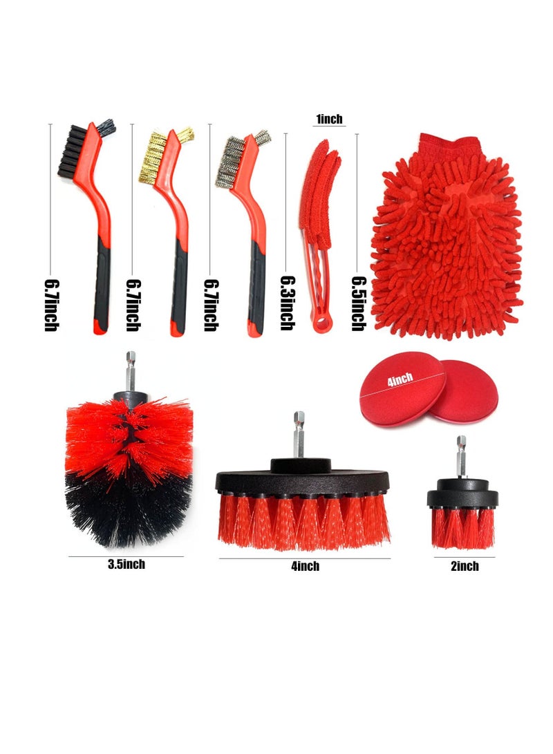 SYOSI Car Detailing Kit 26 Pcs Drill Brushes Cleaning Brush Set with Wheel Brush, Wash Mitt, Polishing Pad, Towels, Wire for Motorcycle Interior, Exterior,Leather, Air Vents - Image 2