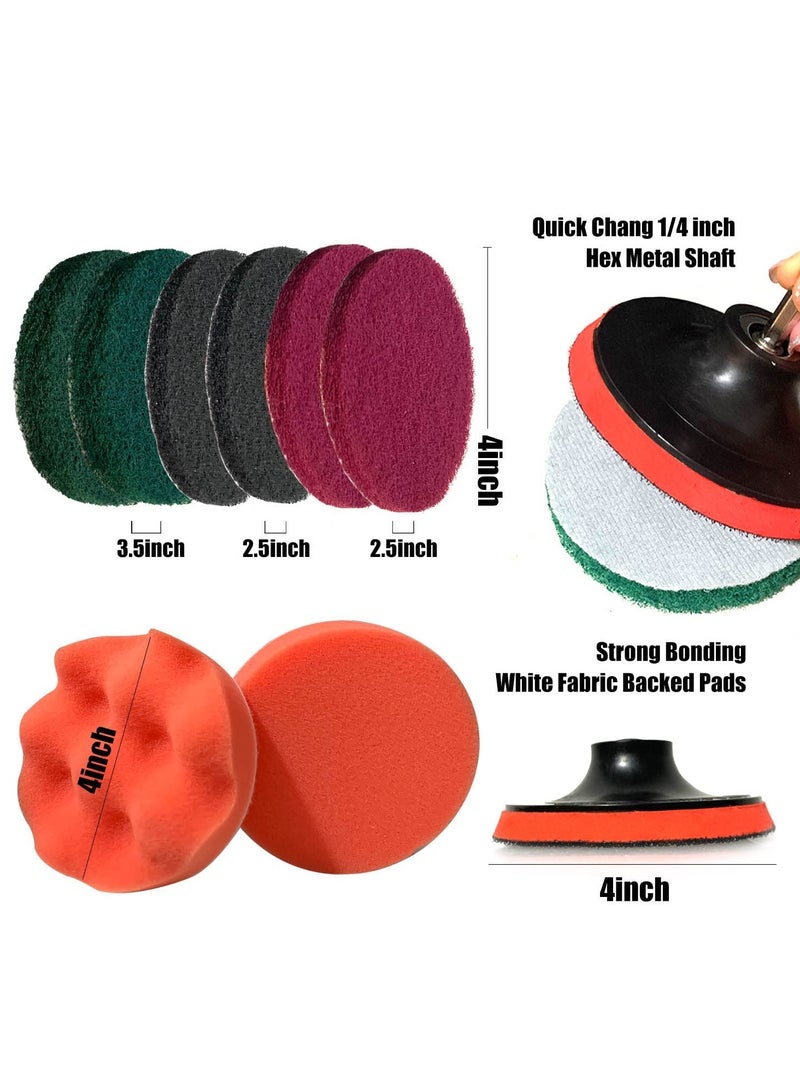 SYOSI Car Detailing Kit 26 Pcs Drill Brushes Cleaning Brush Set with Wheel Brush, Wash Mitt, Polishing Pad, Towels, Wire for Motorcycle Interior, Exterior,Leather, Air Vents - Image 3