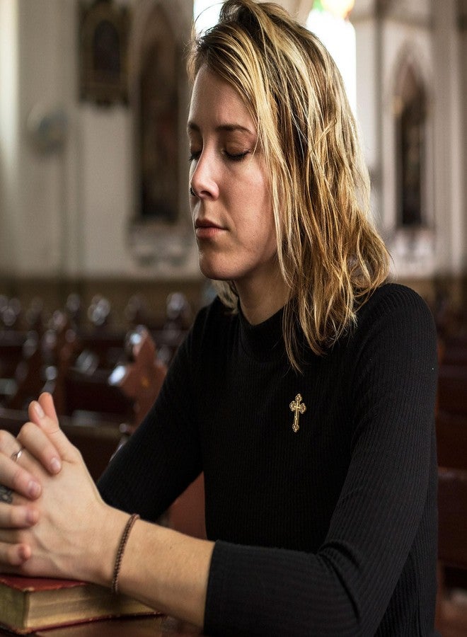 Kenning 50 Pcs Orthodox Cross Pin Easter Retro Small Cross Lapel Pins Bulk Religious Christian Faith Expression Lapel Brooch Greek Baptism Easter Jesus Jewelry Gifts for Men Women(Gold) - Image 5