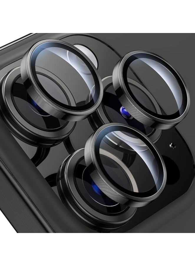 QIRG Camera Lens Protector for iPhone 16 Pro/iPhone 16 Pro Max , HD Tempered Metal Glass Camera Screen Protector Cover Film Accessories, Black - Image 1